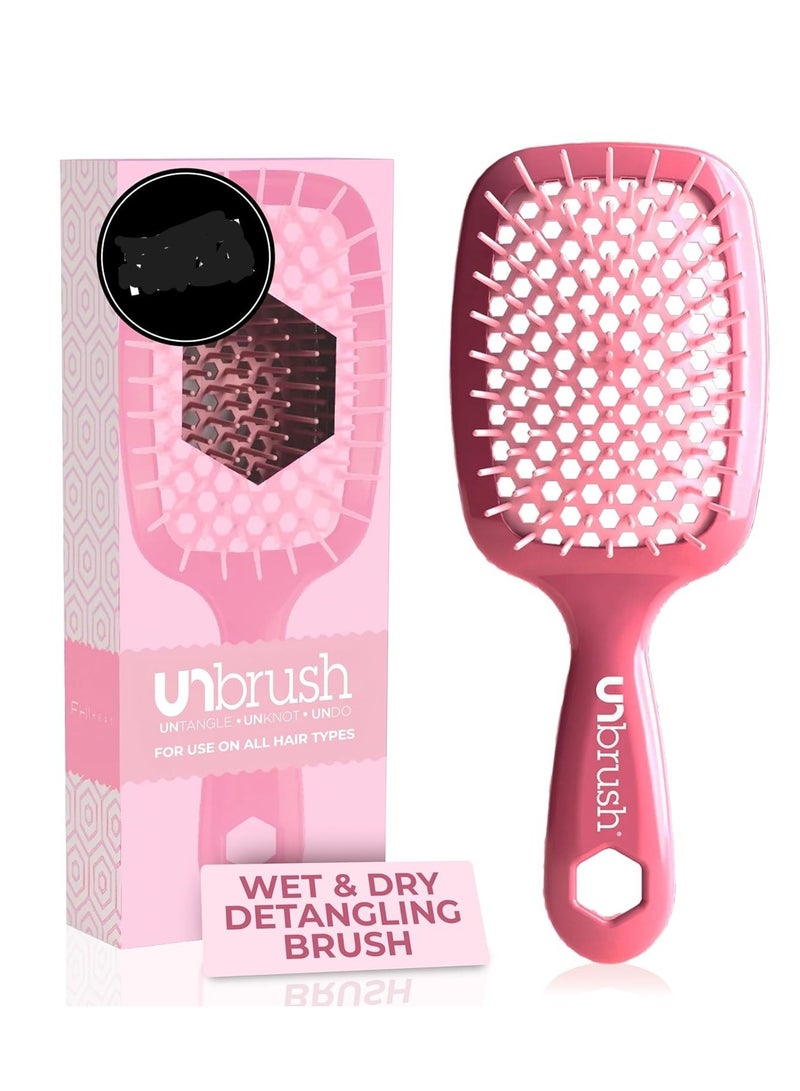 UNbrush FHI Heat UNbrush Detangling Brush for Pain-Free Brushing on All Wet or Dry Hair Types â€” Durable DuoFlex Anti-Static Bristles, Lightweight Handle, Vented Hair Brush, Rose Dark Pink - Image 1